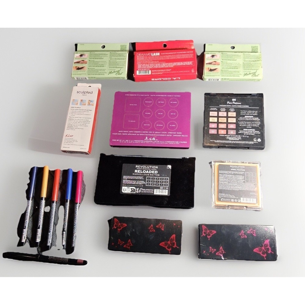 Milani Makeup Revolution LA Colors Beauty Bundle Eyeshadow Lashes Nails 15pc Lot - Picture 16 of 16